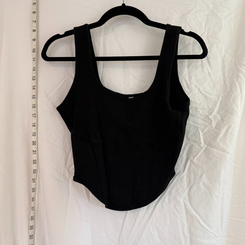 Victoria's Secret PINK Women's Black Tank Top Ribbed wide strap Square Neck
